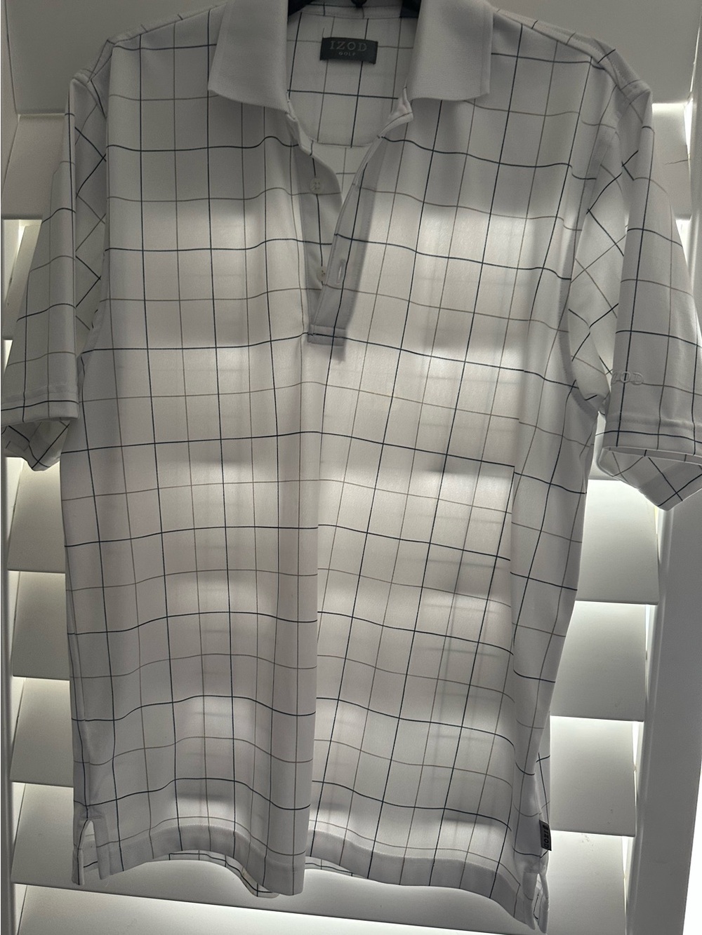 IZOD Golf Men’s White Grid-Pattern Polo Shirt